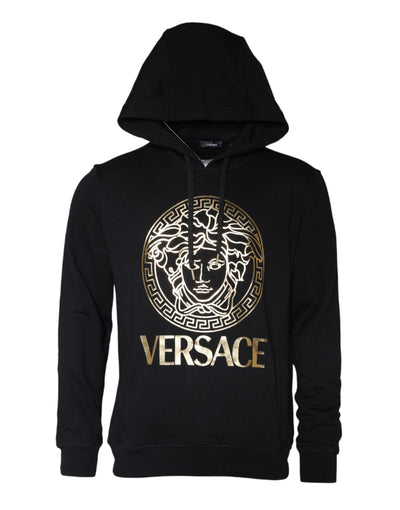 Versace Black Medusa Print Cotton HoodiePullover Sweatshirt Sweater - Le schmidt