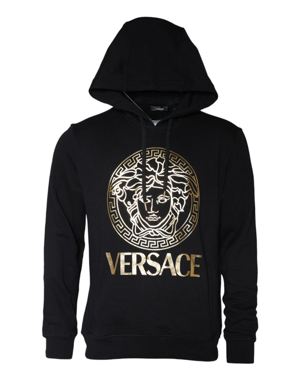 Versace Black Medusa Print Cotton HoodiePullover Sweatshirt Sweater - Le schmidt