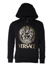 Versace Black Medusa Print Cotton HoodiePullover Sweatshirt Sweater - Le schmidt