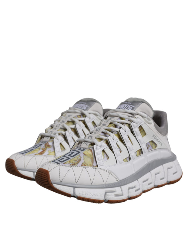 Versace White Trigreca Barocco Print Low Top Sneakers Shoes - Le schmidt