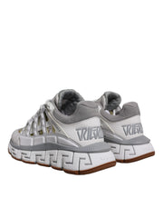 Versace White Trigreca Barocco Print Low Top Sneakers Shoes - Le schmidt
