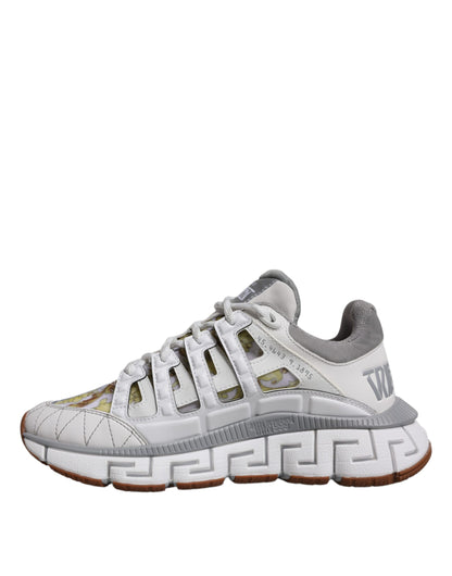 Versace White Trigreca Barocco Print Low Top Sneakers Shoes - Le schmidt