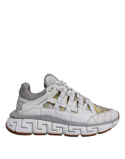 Versace White Trigreca Barocco Print Low Top Sneakers Shoes - Le schmidt