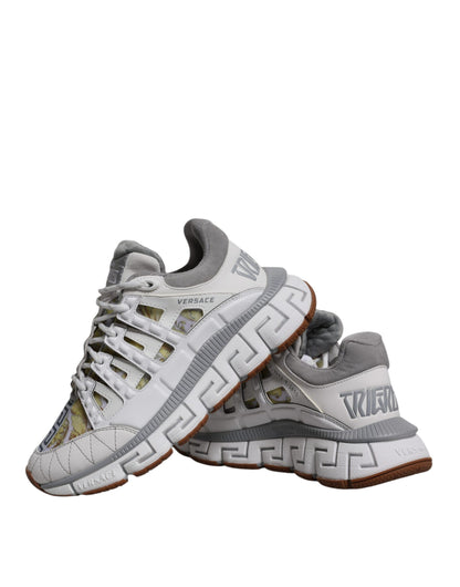 Versace White Trigreca Barocco Print Low Top Sneakers Shoes - Le schmidt