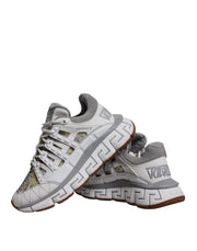 Versace White Trigreca Barocco Print Low Top Sneakers Shoes - Le schmidt