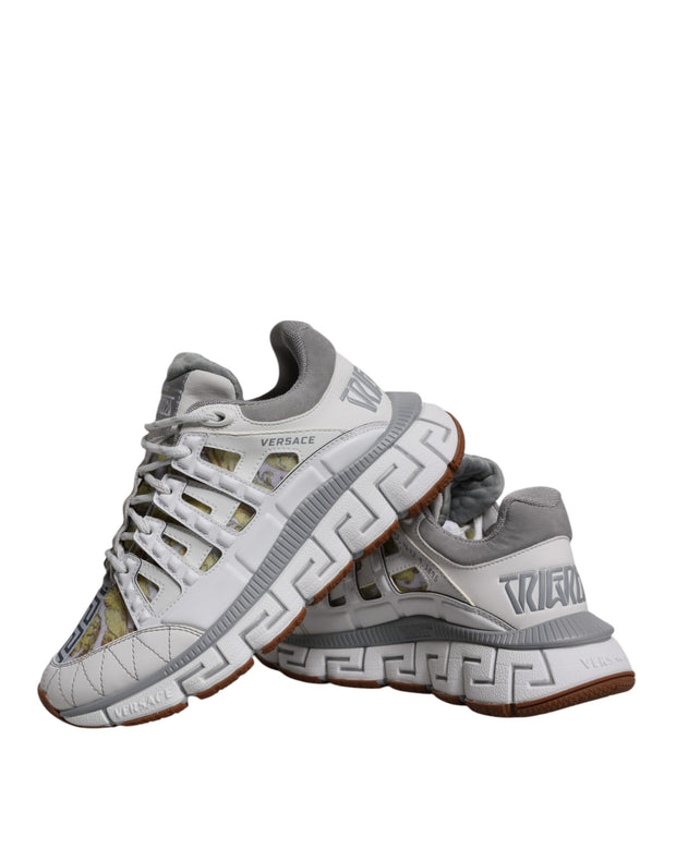 Versace White Trigreca Barocco Print Low Top Sneakers Shoes - Le schmidt