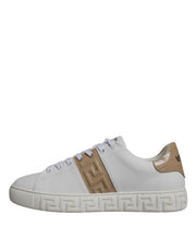 Versace White Brown Greca Print TPU Low Top Men Sneakers Shoes - Le schmidt