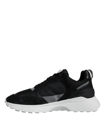 Versace Black Canvas Quad Fabric Medusa Low Top Sneaker Shoes - Le schmidt