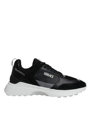 Versace Black Canvas Quad Fabric Medusa Low Top Sneaker Shoes - Le schmidt