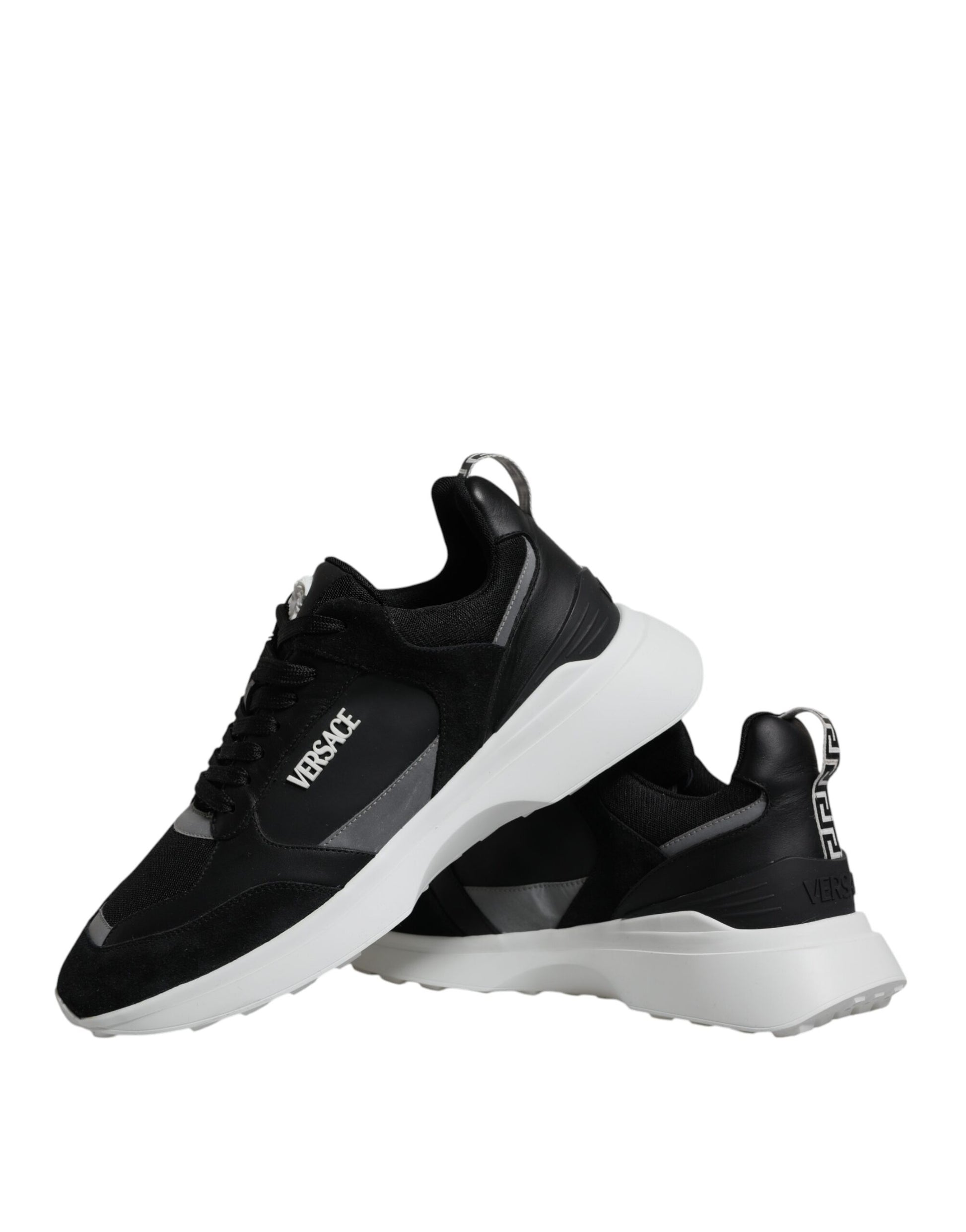 Versace Black Canvas Quad Fabric Medusa Low Top Sneaker Shoes - Le schmidt
