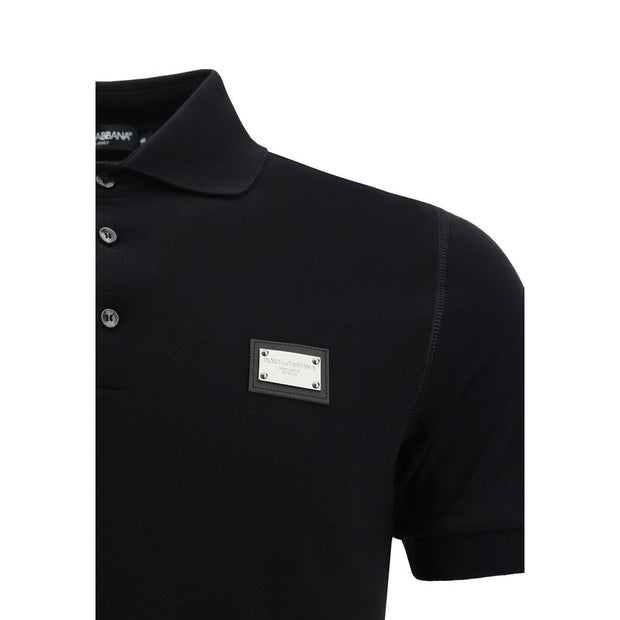 Dolce & Gabbana Black Cotton Polo Shirt