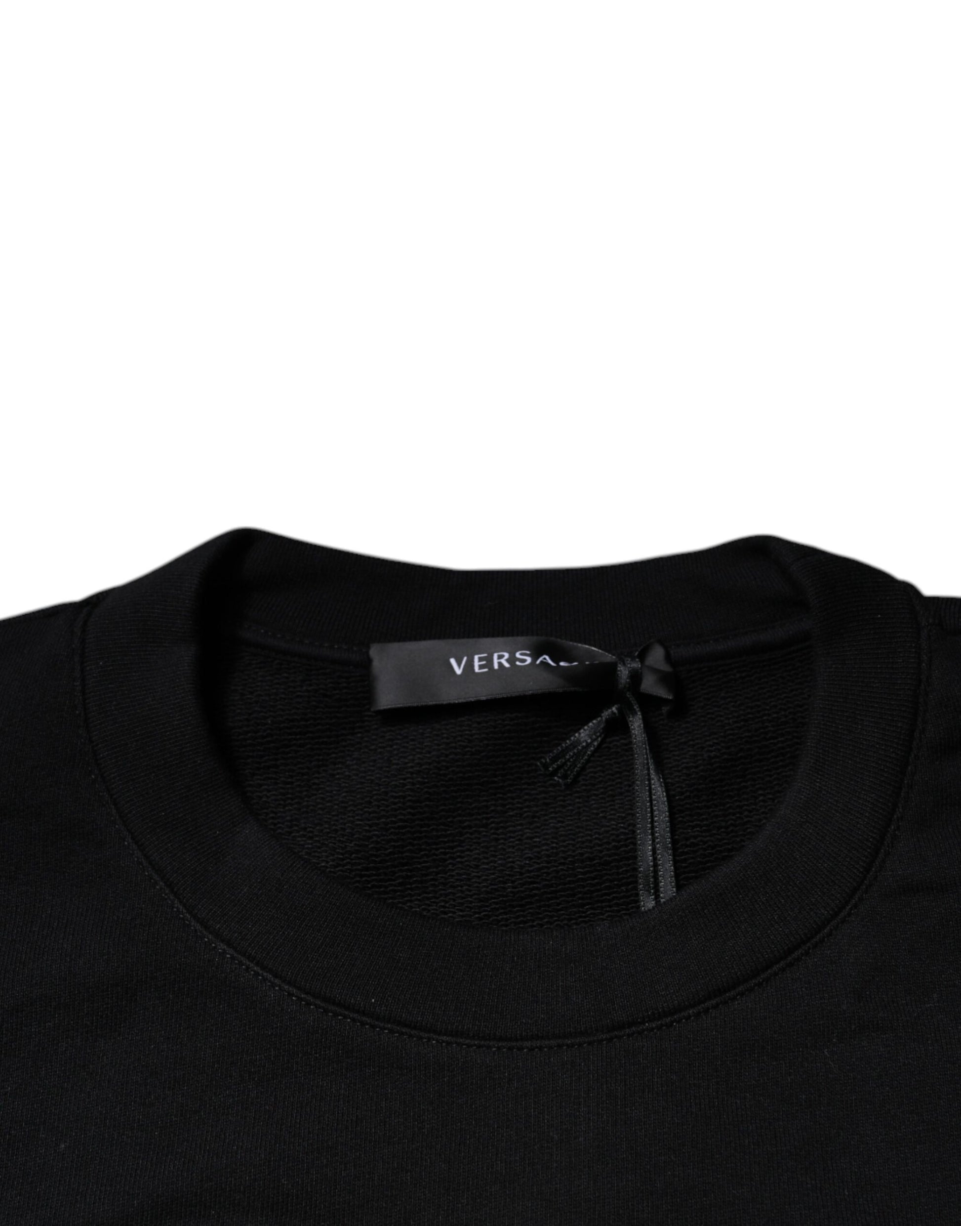 Versace Black Medusa Embroidery Crew Neck Pullover Sweater - Le schmidt