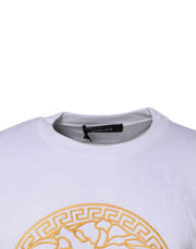 Versace White Medusa Embroidery Crew Neck Pullover Sweater - Le schmidt