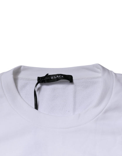 Versace White Medusa Embroidery Crew Neck Pullover Sweater - Le schmidt