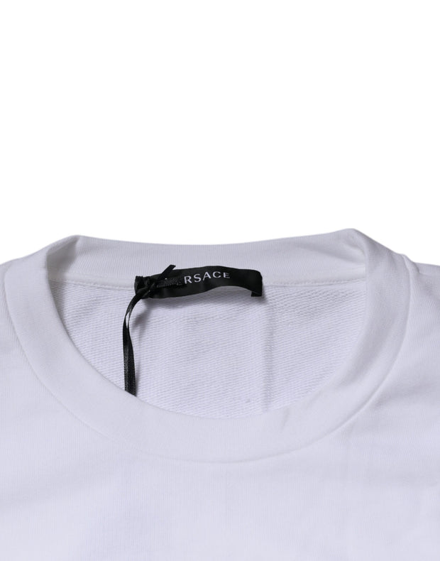 Versace White Medusa Embroidery Crew Neck Pullover Sweater - Le schmidt