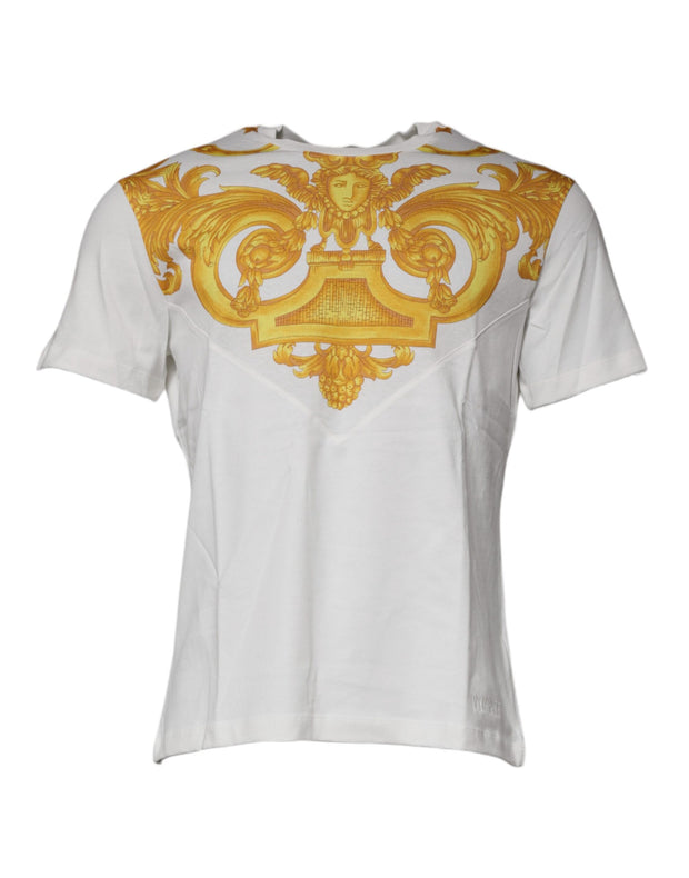 Versace White Medusa Print Cotton Crew Neck T-shirt - Le schmidt