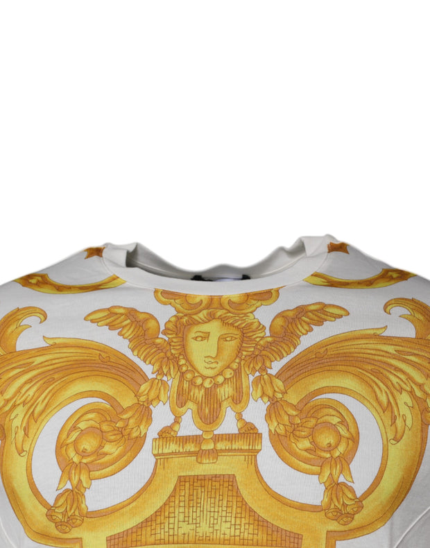 Versace White Medusa Print Cotton Crew Neck T-shirt - Le schmidt