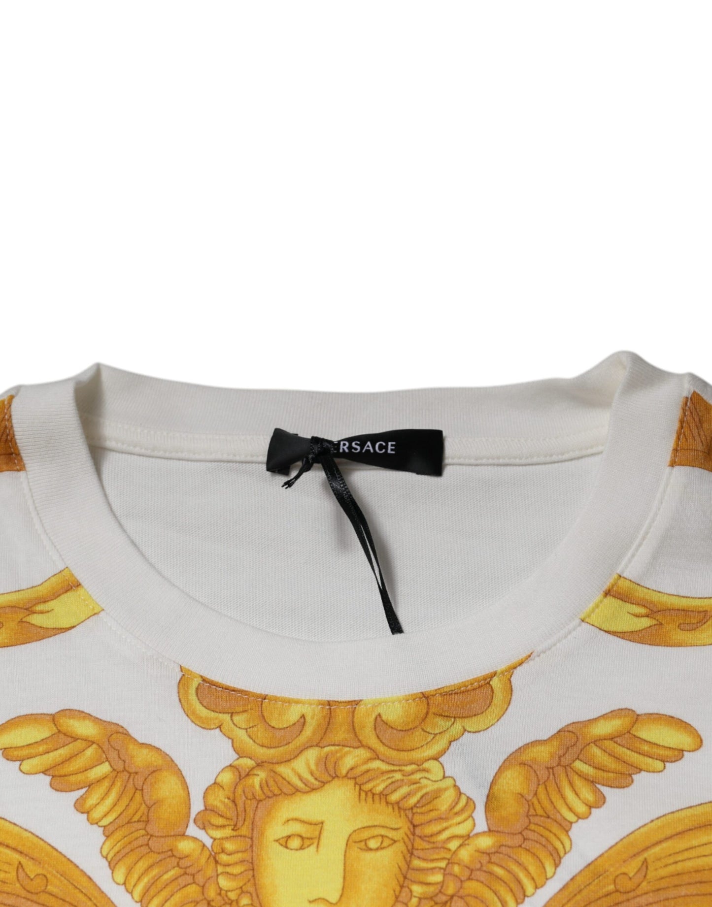 Versace White Medusa Print Cotton Crew Neck T-shirt - Le schmidt