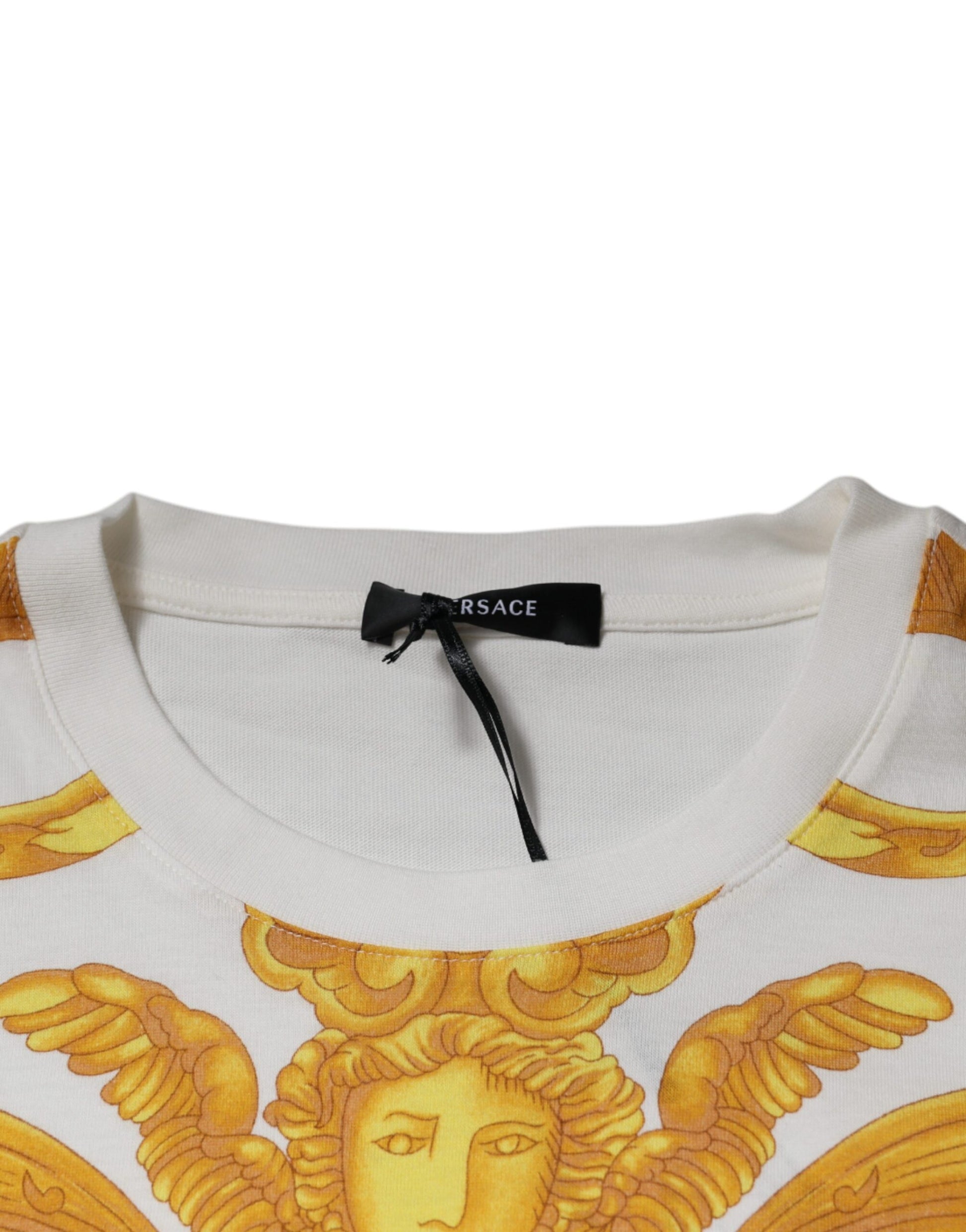Versace White Medusa Print Cotton Crew Neck T-shirt - Le schmidt