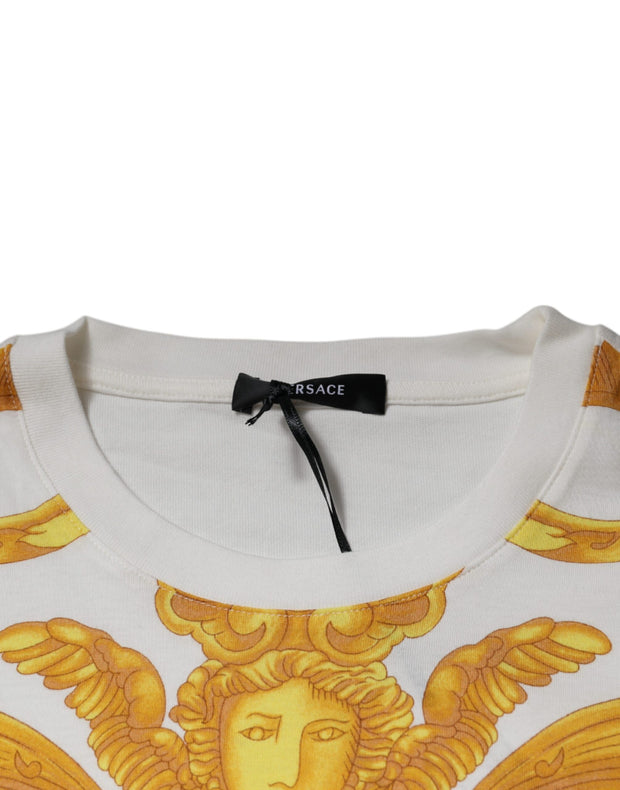 Versace White Medusa Print Cotton Crew Neck T-shirt - Le schmidt