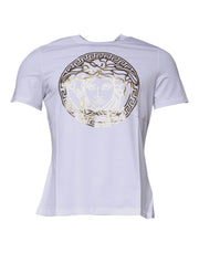 Versace White Medusa Print Cotton Crew Neck T-shirt - Le schmidt