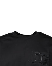Dolce & Gabbana Black DG Logo Print Cotton Crew Neck T-shirt