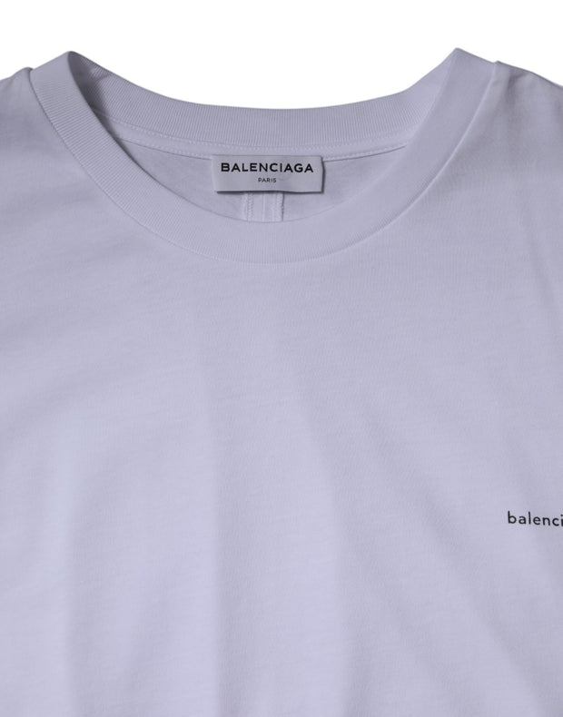 Balenciaga White Logo Cotton Crew Neck Short Sleeves T-shirt - Le schmidt