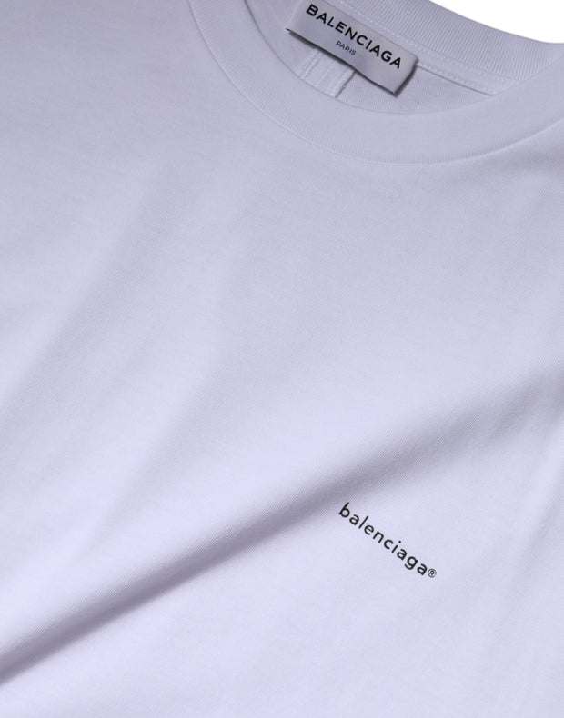 Balenciaga White Logo Cotton Crew Neck Short Sleeves T-shirt - Le schmidt