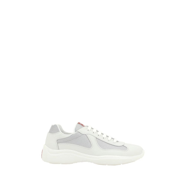 Prada White Calf Leather Bos Taurus Low Top Sneakers