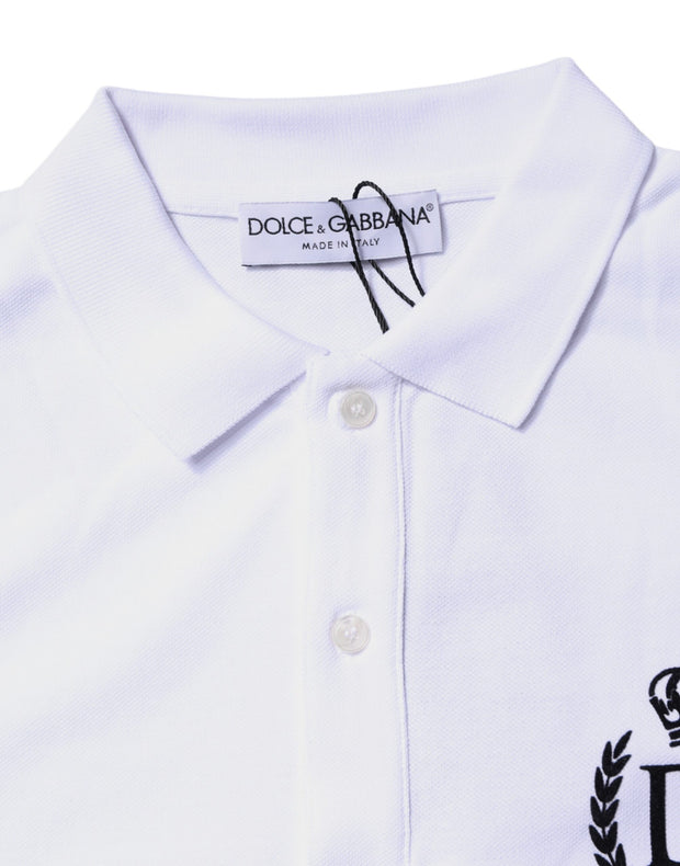 Dolce & Gabbana White Cotton Crown Collared Men Polo T-shirt
