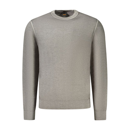 Hugo Boss Grå Uld Strikket Trøje Til Herre Med Logo