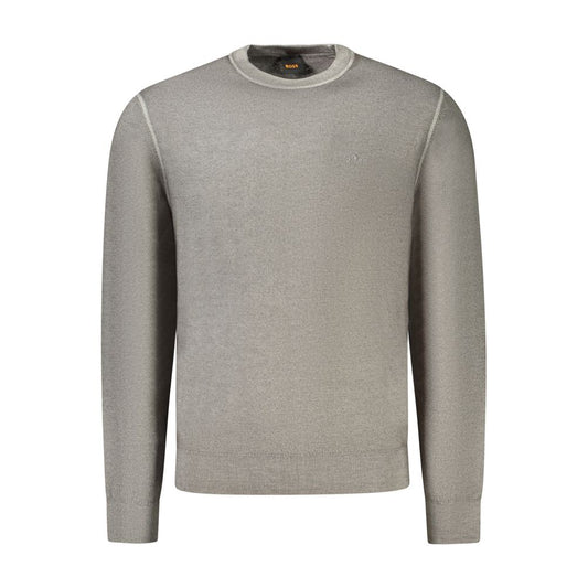 Hugo Boss Grå Uld Strikket Trøje Til Herre Med Logo