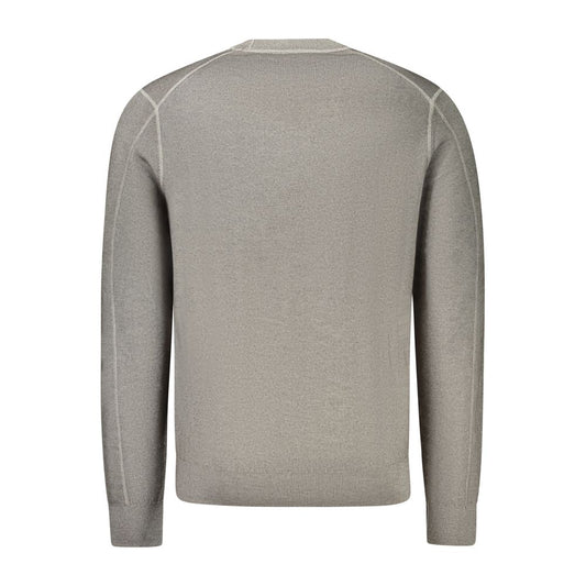 Hugo Boss Grå Uld Strikket Trøje Til Herre Med Logo