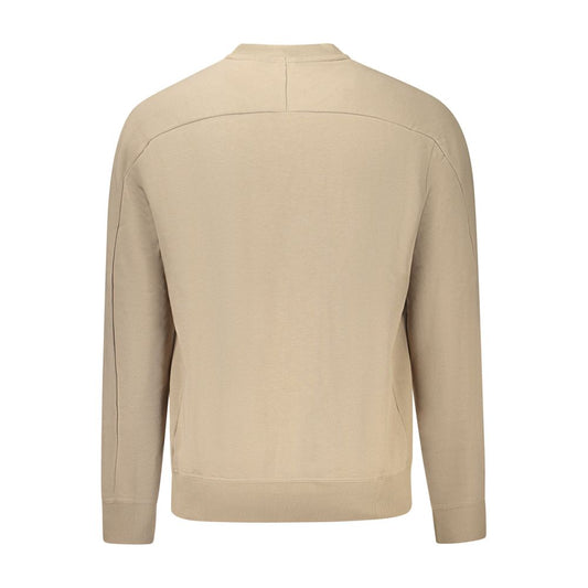 Hugo Boss Beige Bomuld Herre Trøje Med Logo Og Komfort