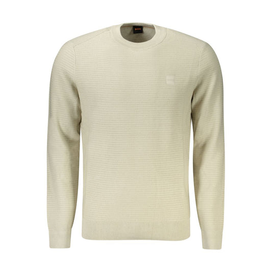 Hugo Boss Beige Bomuld Herre Trøje Med Cashmere Komfort