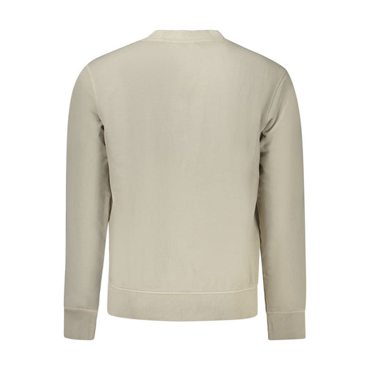 Hugo Boss Beige Bomuld Trøje Til Mænd Med Logo Rund Hals