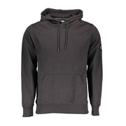 Calvin Klein Black Cotton Men Sweater with Central Pocket and Hood