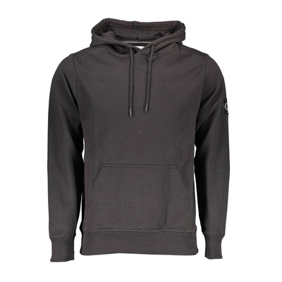 Calvin Klein Black Cotton Men Sweater with Central Pocket and Hood