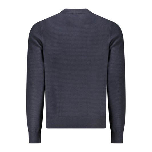 Hugo Boss Blå Bomuld Langærmet Herre Trøje Med Logo