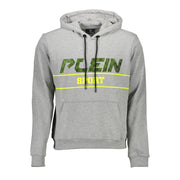Plein Sport Gray Cotton Men's Hooded Sweater