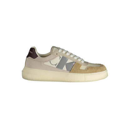 Calvin Klein Beige Polyester Sneakers Med Snørebånd Og Logo