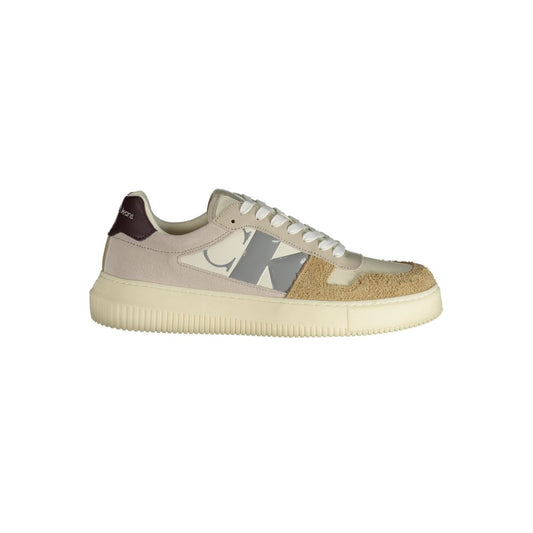 Calvin Klein Beige Polyester Sneakers Med Snørebånd Og Logo