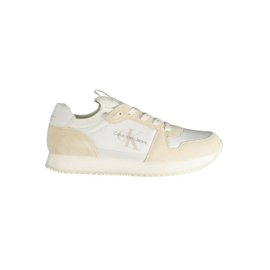 Calvin Klein Hvid Polyester Sneaker Med Snørebånd Logo