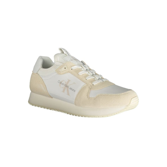 Calvin Klein Hvid Polyester Sneaker Med Snørebånd Logo