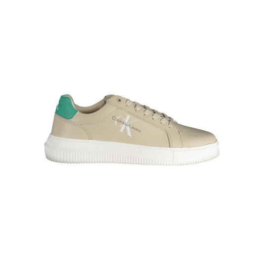 Calvin Klein Beige Polyester Sneakers Med Snørebånd Logo