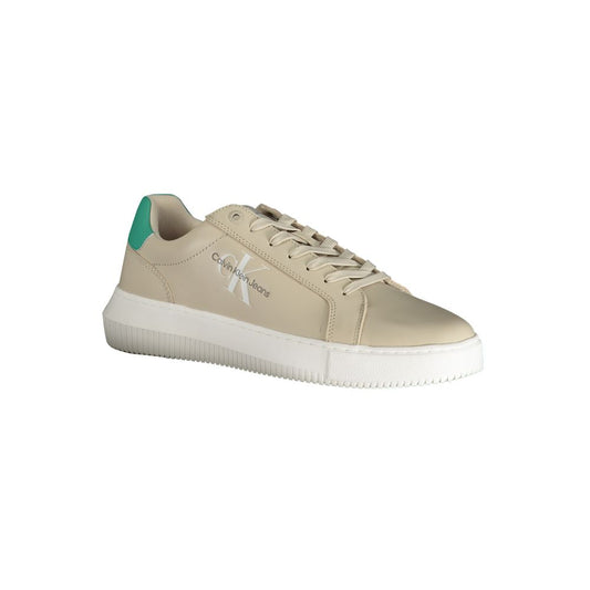 Calvin Klein Beige Polyester Sneakers Med Snørebånd Logo