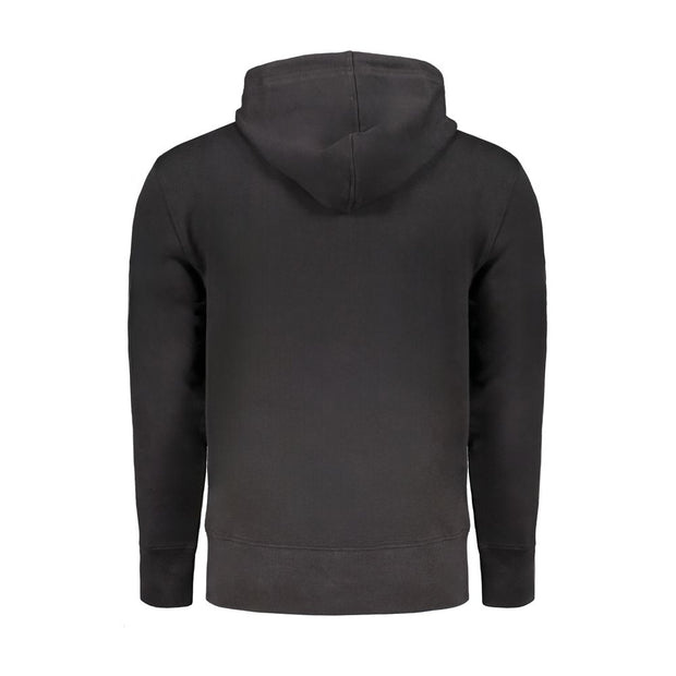 Calvin Klein Black Cotton Men Sweater with Hood and Central Pockets