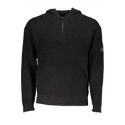 Calvin Klein Black Cotton Men's Sweater Hooded Half Zip
