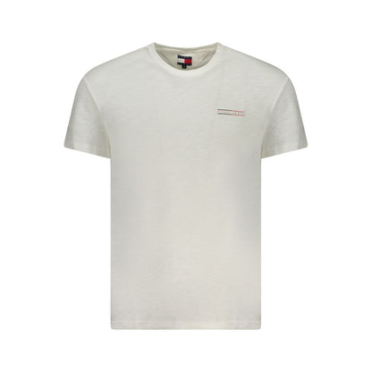 Tommy Hilfiger Hvid Bomuld Herre T Shirt Med Logo Originalt