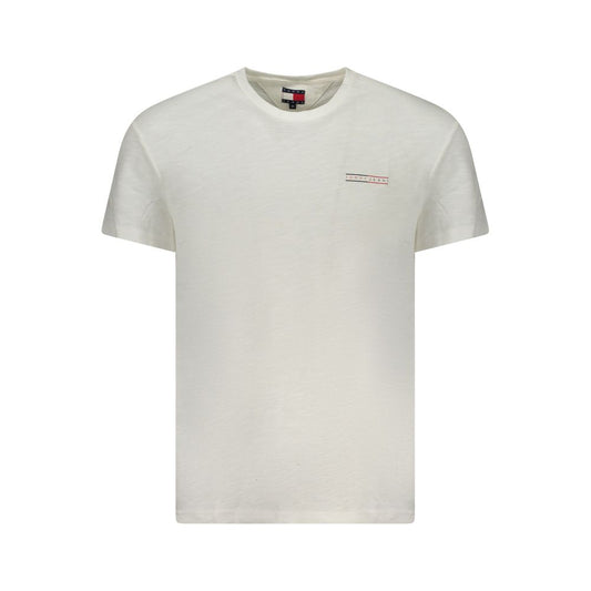 Tommy Hilfiger Hvid Bomuld Herre T Shirt Med Logo Originalt